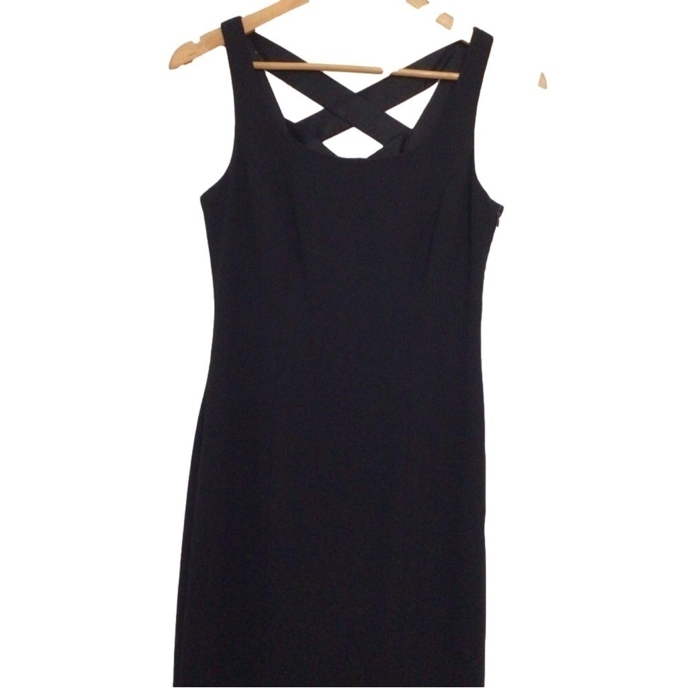 JOSEPH Ribkoff long black dress classic open back ribbon sleeveless black size 4